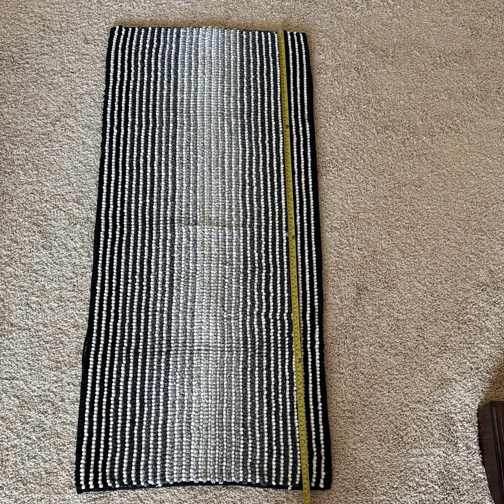 Black and White Striped Rug